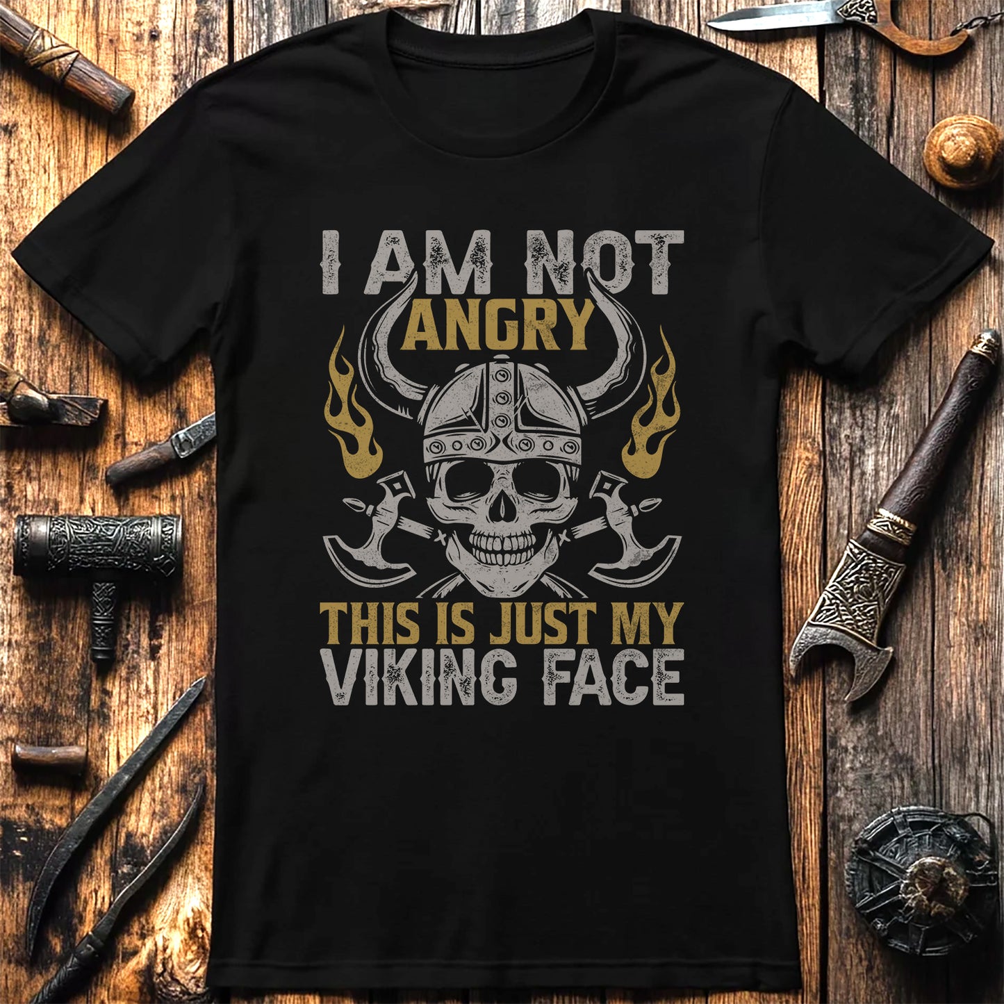 I Am Not Angry Skull Viking T-Shirt