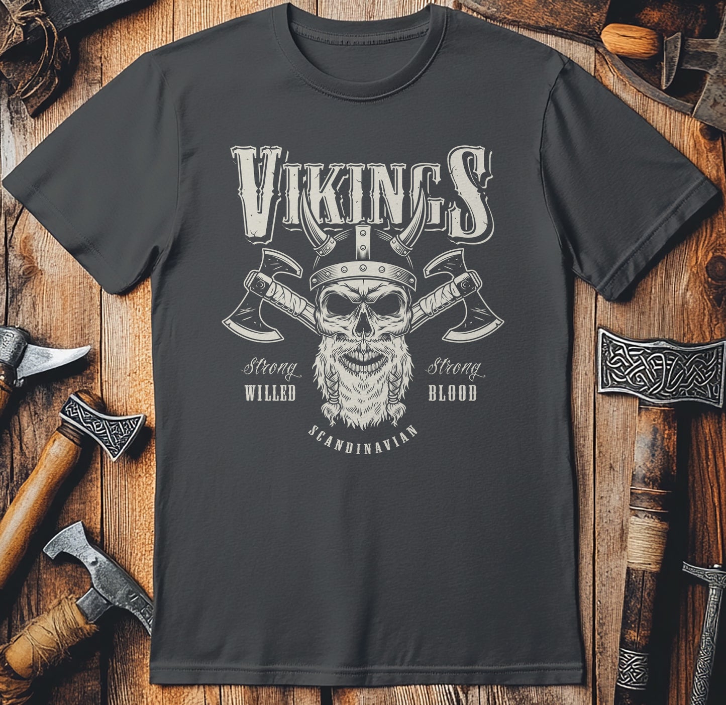 Axe & Bearded Skull Vikings t-shirt