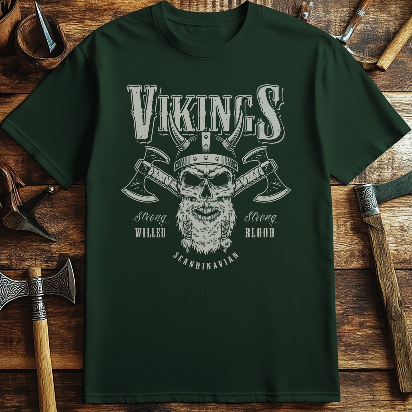 Axe & Bearded Skull Vikings t-shirt