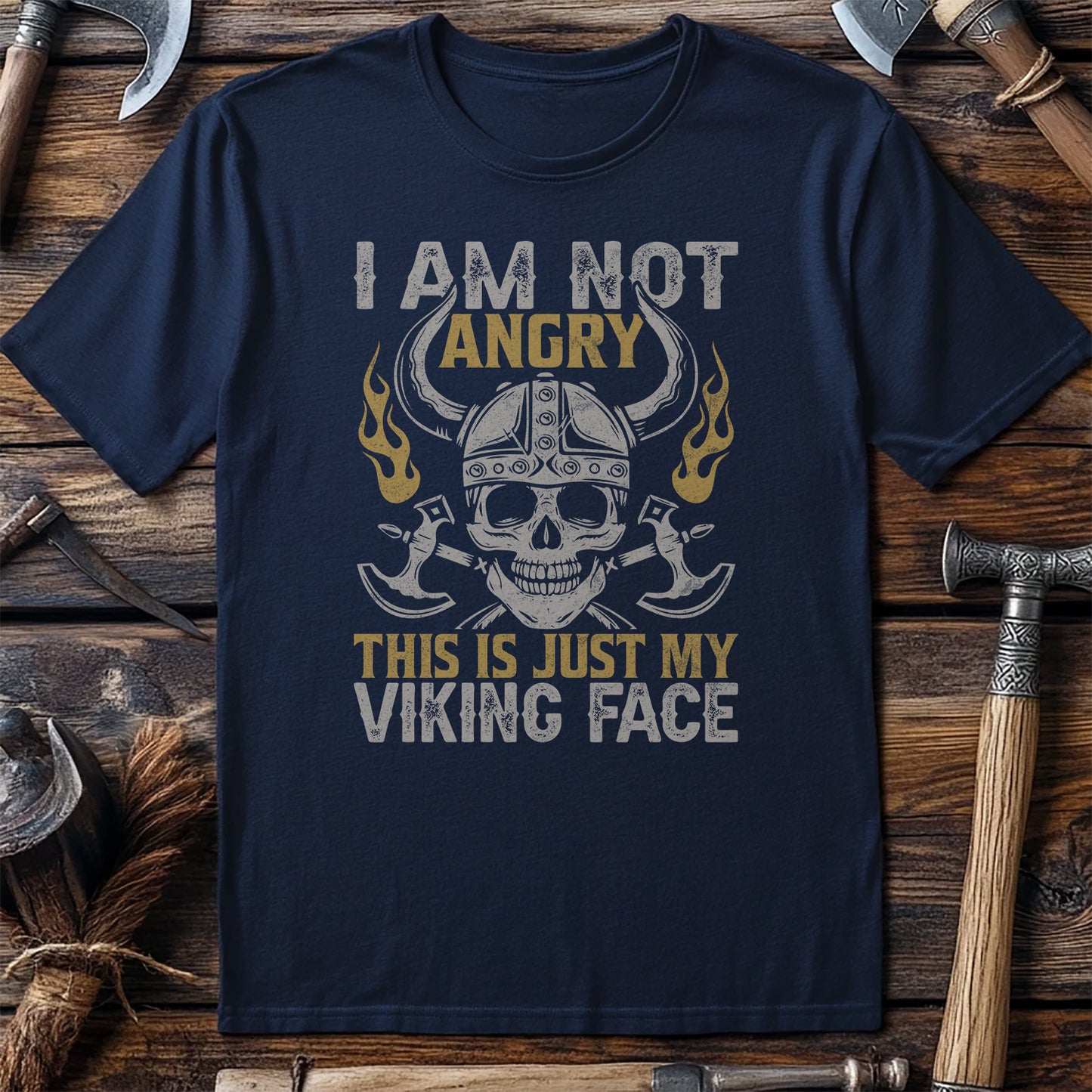 I Am Not Angry Skull Viking T-Shirt