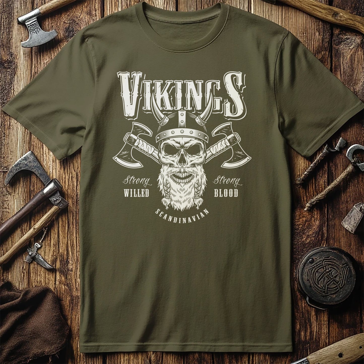 Axe & Bearded Skull Vikings t-shirt