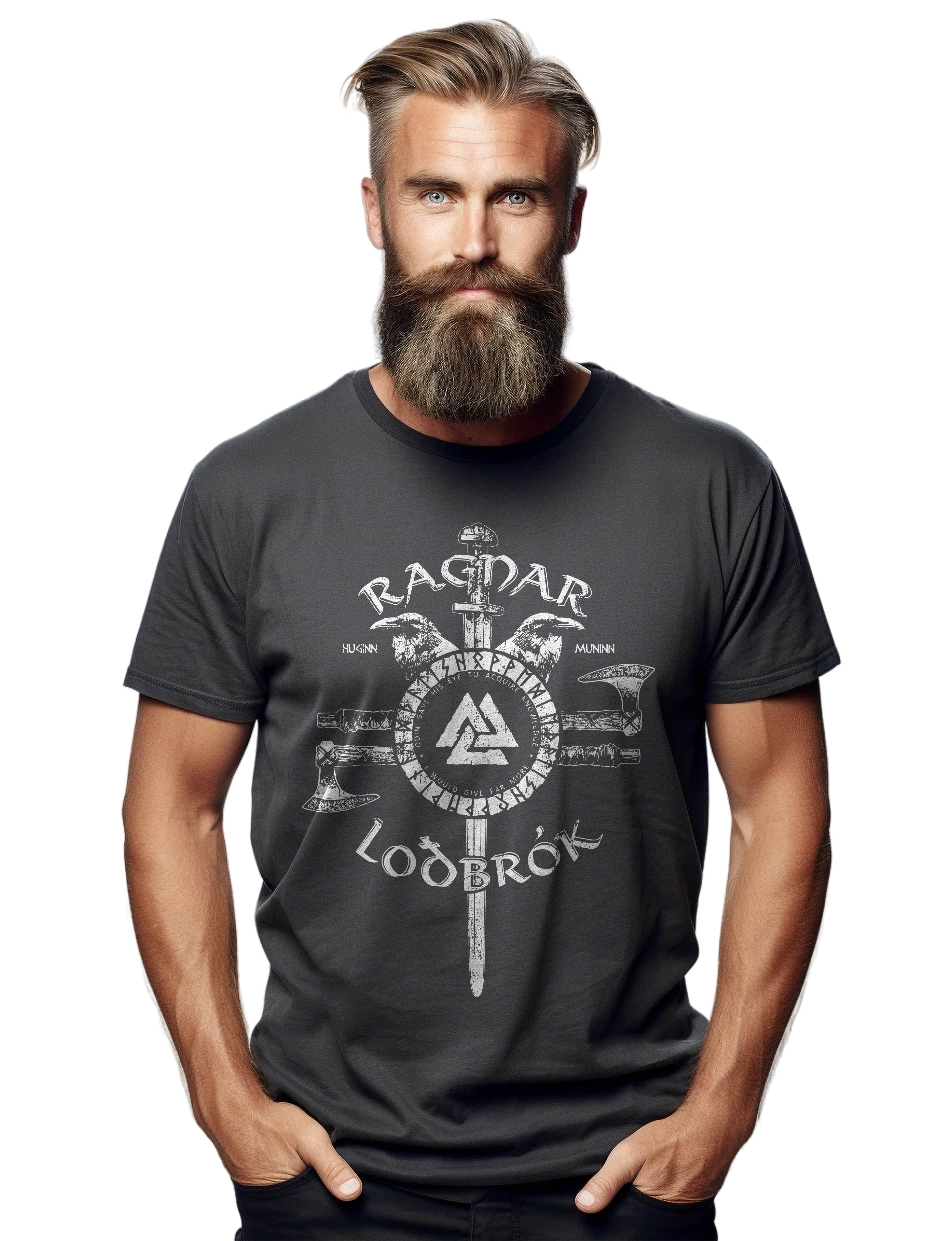 Para Hombre Negro I Raid Con Ragnar Lodbruk Camiseta Runas Vikingas - Foto 11